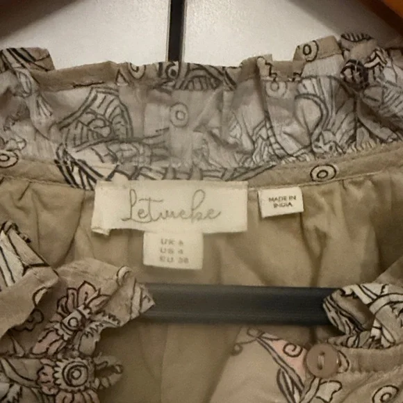 Anthropologie Beige Floral Mini Dress - Picture 3 of 4